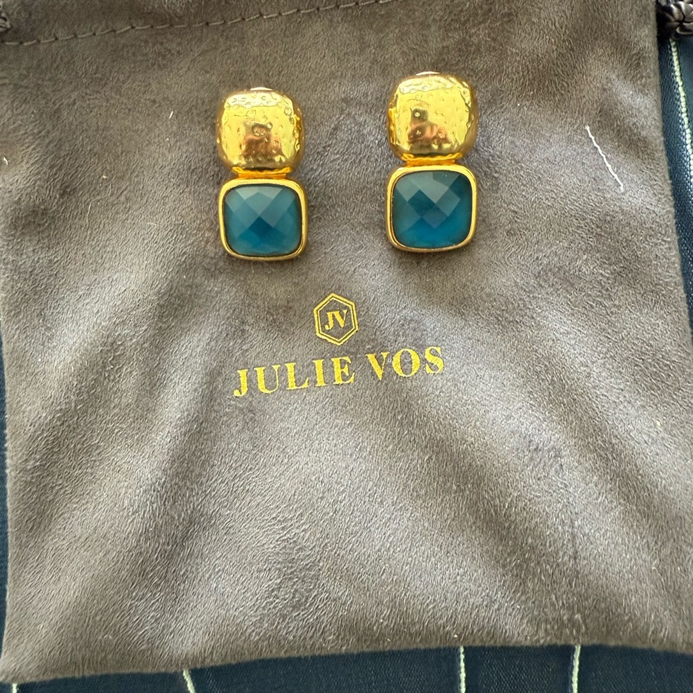 Julie Vos Gold and Blue Geometric Earrings